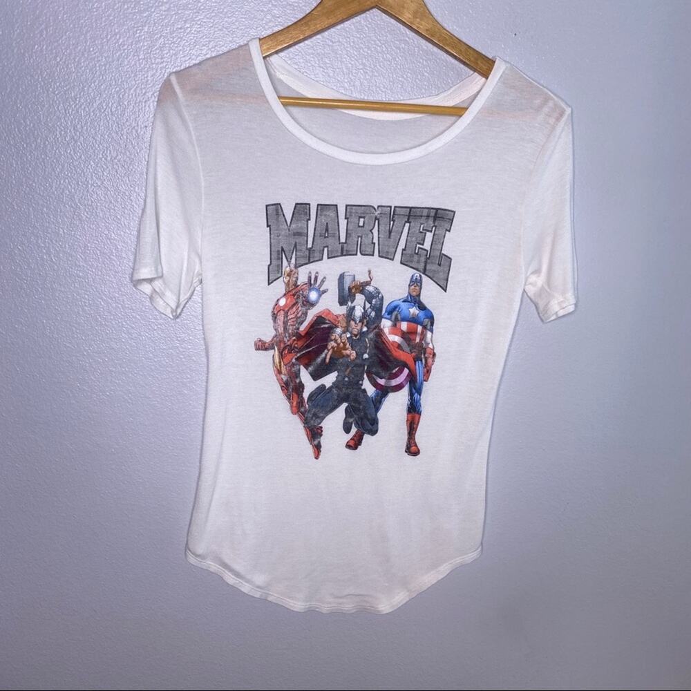 Marvel Print Faded Cap Ironman Thor Tee Sz Small